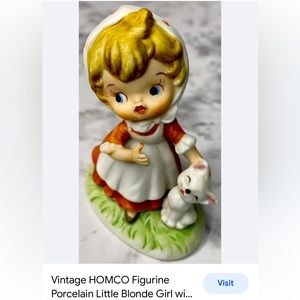 Vintage HOMCO Porcelain Girl Figurine with Cat $10